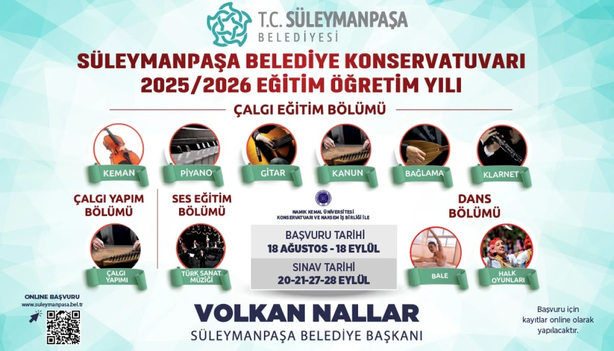 Süleymanpaşa Belediyesi Konservatuvarı Kayıtları Başladı